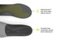 Close-up of a shoe sole with text highlighting Moisturewick top cover and sculpted heel design.